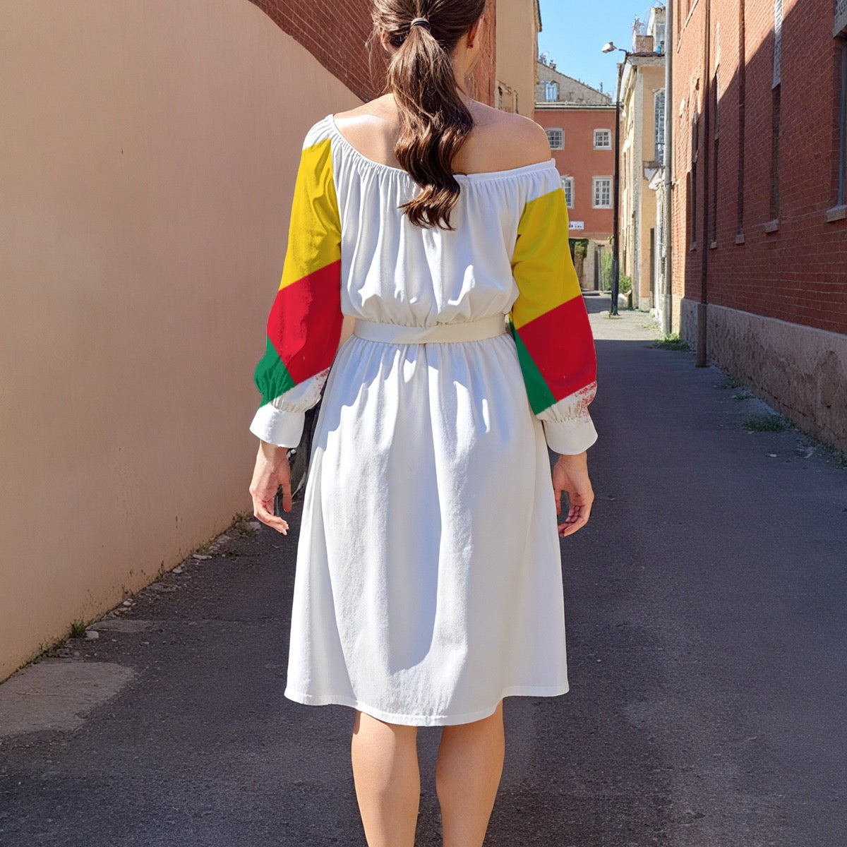 Women's Off-Shoulder Dress With Belt
