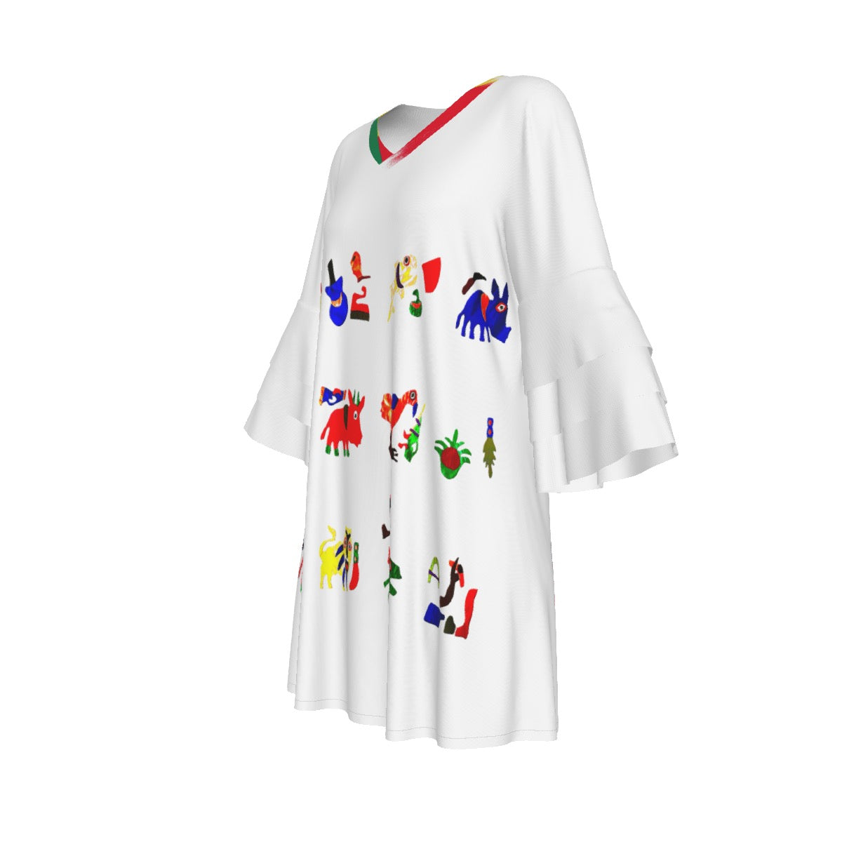 Women's Stacked Ruffle Sleeve Dress