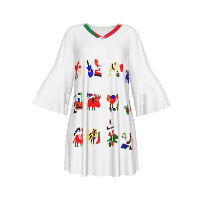 Women's Stacked Ruffle Sleeve Dress