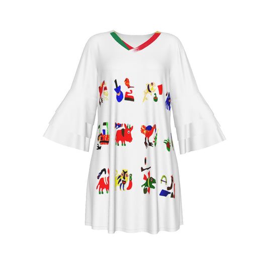 Women's Stacked Ruffle Sleeve Dress