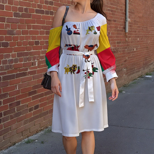 Women's Off-Shoulder Dress With Belt